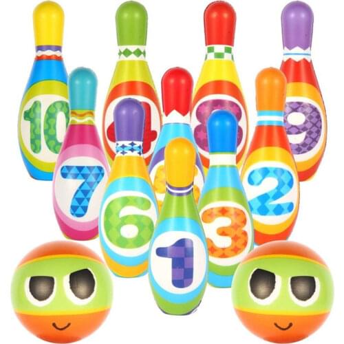 Children PU Solid Bowling Game Set Colorful Pattern Bowling Supplies Sports Bowling Game Parent-child Interactive Indoor Sports