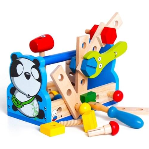 Kids Toolbox Toy Wooden Pretend Game Puzzle Montessori Disassembly Set Simulation Multifunctional Repair Carpenter Tool Boy Gift