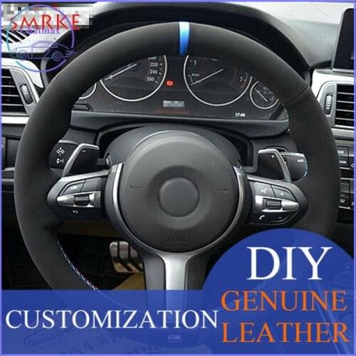 For BMW F87 M2 F80 M3 F82 M4 M5 F12 F13 M6 Black Suede Car Steering Wheel Cover anti-slip design all season