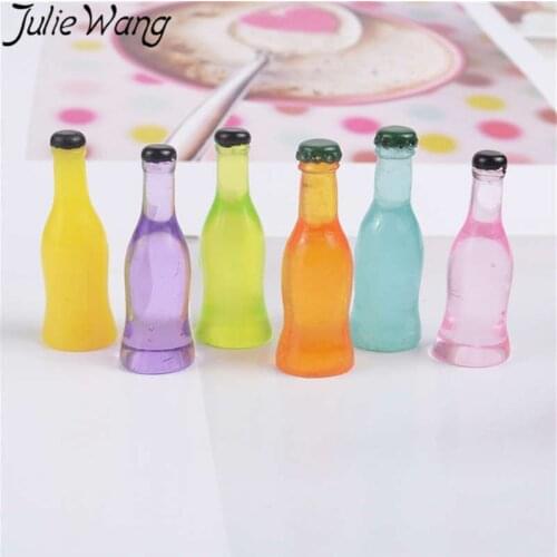 Julie Wang 10pcs 30x10mm Soda Drink Bottle Mixed Colors Charms Decoration Necklace Pendant Keychain Jewelry Making Accessory