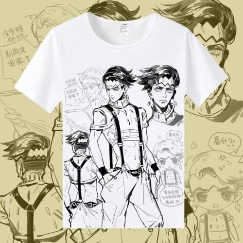 JoJos Bizarre Adventure Cosplay T Shirt Cartoon JOJO Print Summer T-Shirt Graphic Tees Crew Neck Harajuku Top Costume tshirt