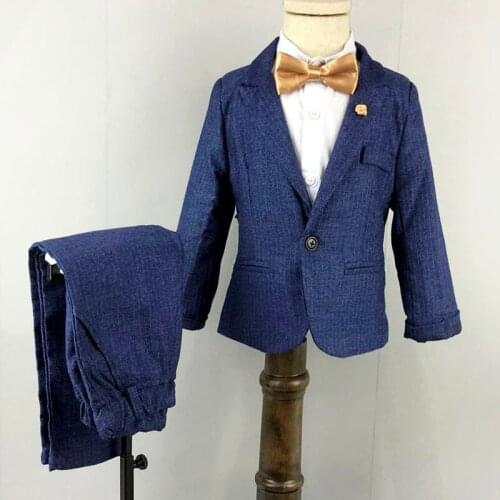 Flower Boys Wedding Dress Suits Sets Childrens Blazer + Shirts + Pants 3pcs Outfits Kids Piano Show Birthday Party Costumes