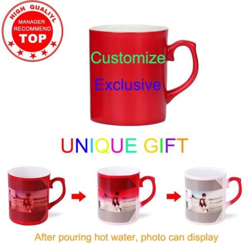 Red DIY Photo Mug Magic Color Changing Mugs Personalized Text LOGO cup Coffee Milk Tea mugs Surprised Gifts