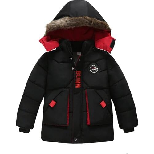 Toddler Boys Thicken Winter Parkas Kids Jackets For Boys Warm Childrens Outerwear Hooded Coat Baby Boys Faux Fur Jackets