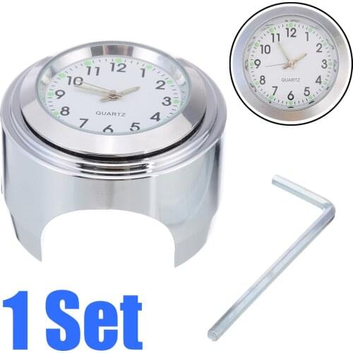 Mayitr 7/8" 1" Universal Motorcycle Handlebar Handle bar Mount Chrome White Dial Clock for Motorcycle Cruiser Choppe