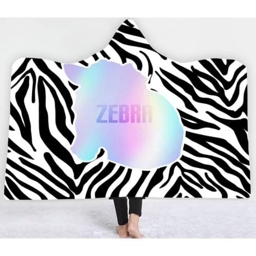 Fashion Animals Skin Print Hoodie Blanket Girls Boys Wearable Hoodie Plush Throw Blanket for Couch Bed Home Warm Gift Blanket