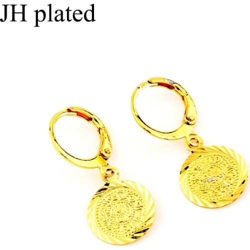 JHplated Trendy Dorp Islamic coin earring Gold color Islam jewelry Arab/Middle East classic Women earring wholesale