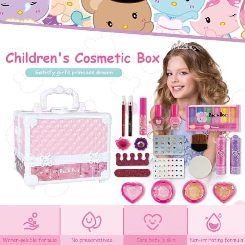 Play House Set Washable Cosmetics Make Up Toys Kids Makeup Set Toys Beauty Mini Box Washable Real Childrens Cosmetics Box