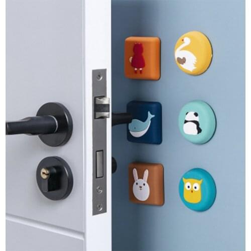 Cartoon Door Protective Pad Wall Stickers Door Stopper Doorknob Rubber Fender Lock Crash Pad Shockproof Silicon Door Crash Pad