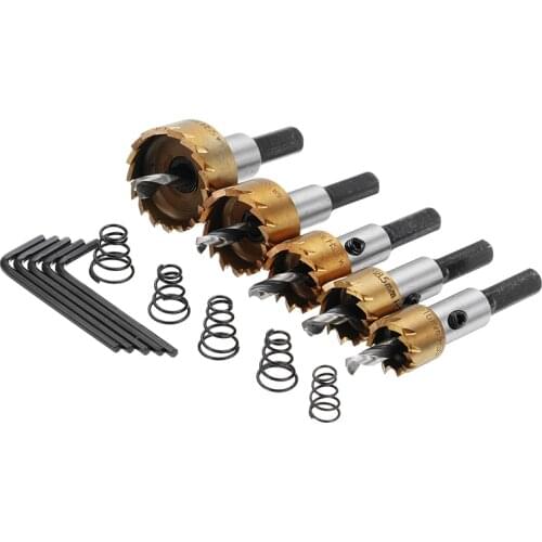 5pcs M35 Gold Coated Hole Sawtooth M35 Hole Saw Cutter Drill Bit Set Power Tools 16mm / 18.5mm / 20mm / 25mm / 30mm