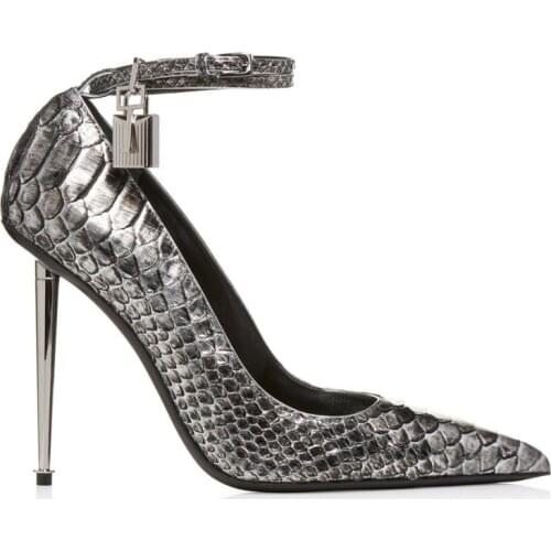 New arrive lock key high heel pointed toe woman shoes