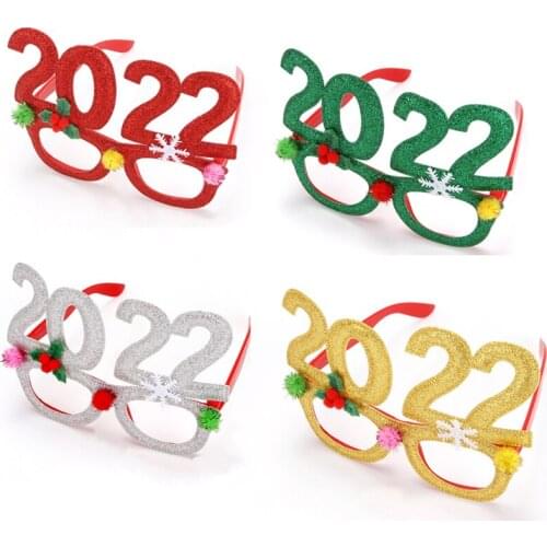 2022 New Year Glasses Frame Photo Booth Props Merry Christmas Ornaments Navidad Gift Natale New Year Eve Xmas Party Decorations