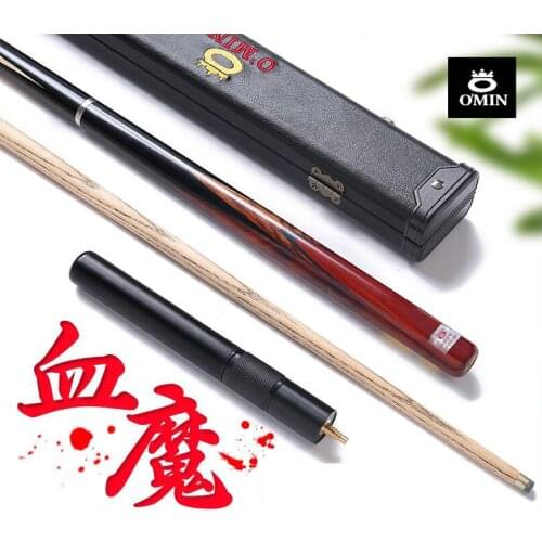 Original O'Min Blood Lord 3/4 Split Snooker Cue 10mm Tip Professional Ashwood Shaft Excellent Ebony Butt with Scalable Extension