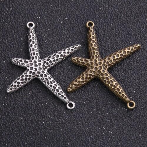 6pieces/lot 44*50mm Antique Alloy Starfish Charms Starfish Connectors for Bracelets