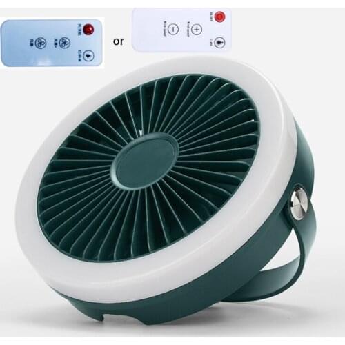 4000mAh USB Rechargeable Remote Control 3 Gears Hanging Ceiling Fan with LED Light Lamp for Camping Outdoor Tent Bed