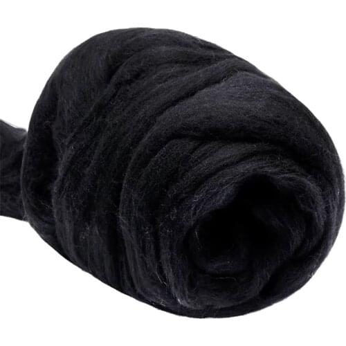 LMDZ 3.53oz Black Wool Roving Yarn, Wool Felting Supplies, 100% Pure Wool, Chunky Yarn, Spinning Wool Roving for Felting DIY