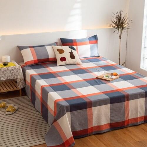 1 pc Bed Sheet Cotton Flat Sheet Queen Size Flower Printed Pastoral Bed Linen Single Top Sheet (No Pillowcase) Cotton Bedclothes