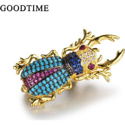Christmas Sale Vintage Beetle Insect Brooch Jewelry Women High Quality Colorful Rhinestone Crystal Clothing Brooches Accessories
