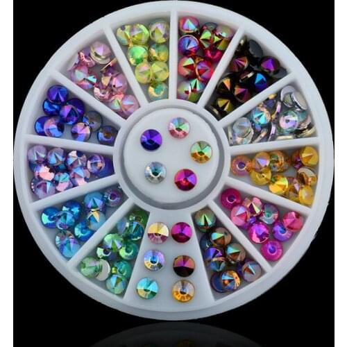 1 Box Colorful Cone Glitter Rhinestones Crystal AB Non Fix FlatBack Strass Sewing Fabric Garment Rhinestone Nail Art Stone