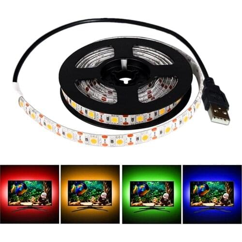 5M 5v USB Led Strip 2835 5050 SMD 60Leds/M nowaterproof Flexible Tape Decoration Ribbon Led Stripe RGB+24key controller