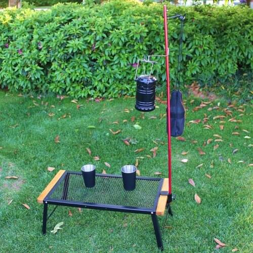 Telescopic Mini Foldable Lamp Rod Portable Tent Pole Lamp Holder Hook Outdoor Camping Picnics Fishing Lantern Holder Pole