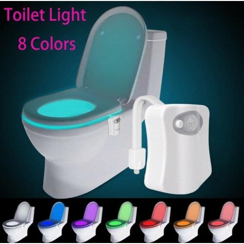 Smart Bathroom Toilet Nightlight LED Body Motion Activated On/Off Seat Sensor Lamp 8 multicolour Toilet lamp hot
