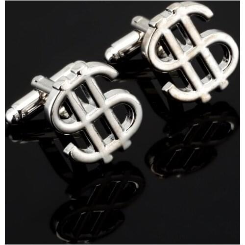 High Quality Dollar Cufflinks Wholesale&retail Novelty Silveyr U.S. Dollar Design Quality Brass Material Best Gift For Men