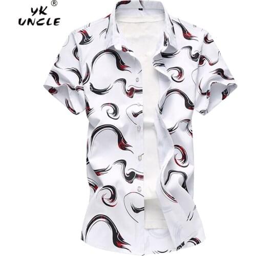 YK UNCLE Brand 2018 Summer Fashion Casual Short Sleeve Men Shirt Plus Size Chinese Style Brushes Strokes Printing Mens Shirts