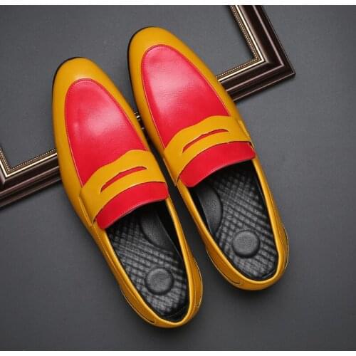 Yomior Big Size New Italian Style Men Casual Shoes Mixed Colors Formal Dress Leather Shoes Business Loafers Wedding Oxfords