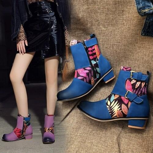 Women shoes 2021 Ankle winter boots Orange purple blue size 34-43