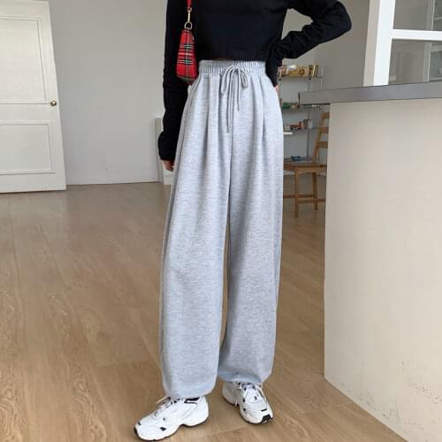 Women Pants High Waist Casual Pants Womens Autumn and Winter Pants Sports Pants Gray Baggy Pants Trousers Pantalones De Mujer