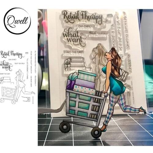 QWELL Woman Shopping Clear Stamps for Scrapbooking and Card Making Paper Craft 2020 New Transparent Silicone