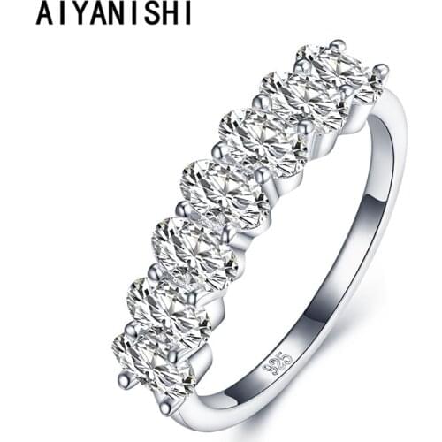 AIYANISHI Solid 925 Sterling Silver Oval Band Rings for Women Wedding Engagement Party Band Rings Valentines Day/Christmas Gift