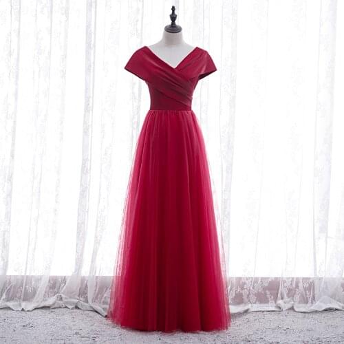Bespoke Occasion Dresses Illusion V-Neck Short Luxury Burgundy Pleat Tulle Lace Backless Vintage Women Formal Evening Gown HB256