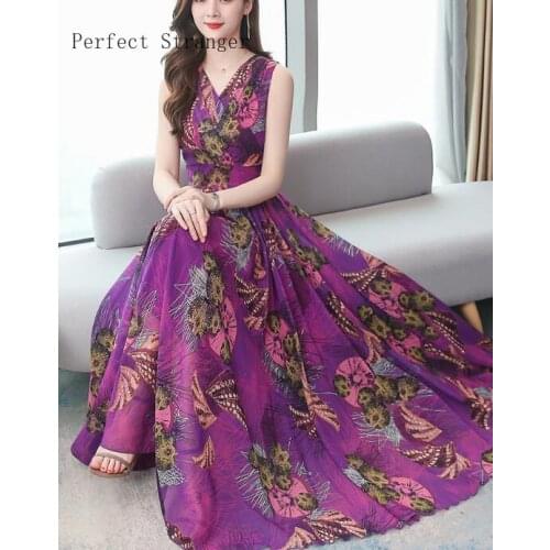 2020 Summer New Arrival High Quality Bohemian Style Flower Printed Short Sleeve Women Long Dress