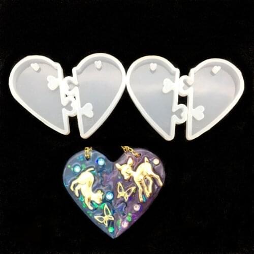 1Set Resin Lovers Pendant Silicone Mold Heart Locks Charms Crafts For DIY Pendant Epoxy Resin Arts Jewelry Making Mold Tools