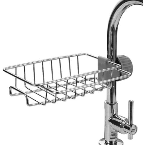 1PC Kitchen Adjustable Sink Drain Dry Rack Pool Bathroom Stainless Steel Sponge Storage Faucet Holder Soap Drainer Shelf Basket