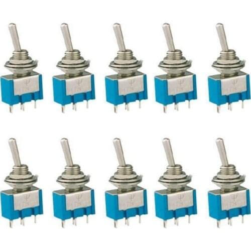 10pcs/set MTS-101 2 Pin SPST ON-OFF 2 Position 6A 125V AC Mini Toggle Switches Kit Switch Push Button Swith Accessories 2021 New