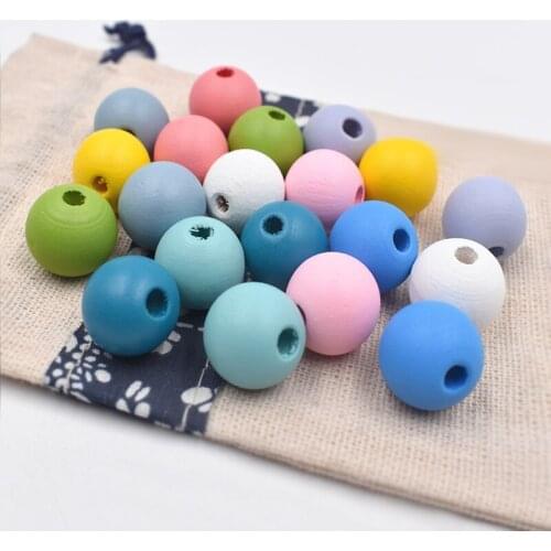 20pcs Multicolor Natural Wooden Beads Round Balls 16mm Wood Spacer Beads Jewelry Making DIY Bracelet Necklace Arts and Crafts