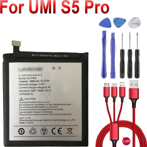 4680mAh for UMI Umidigi S5 Pro Battery +USB cable+toolki