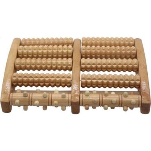 5 Rows Wooden Roller Foot Massager Reflexology Relax Relief Massager Health Therapy Relax Massage Tools