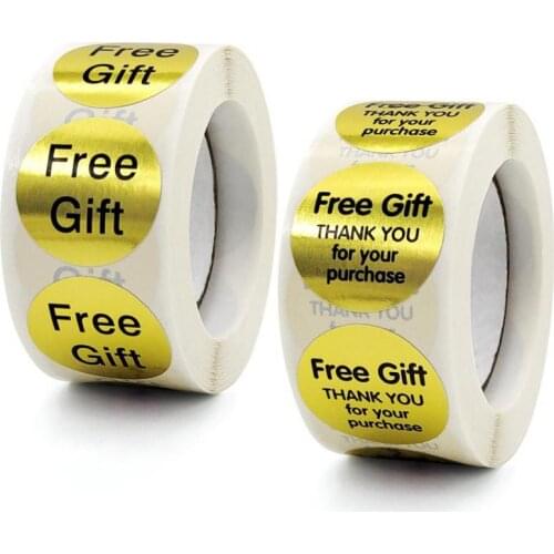 500pcs Gold Free Gift Stickers,Round Thank You For your purchase Sticker Labels for Small Business ,Mailing Envelopes,Packaging