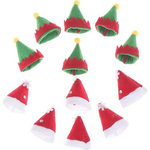 6 Pcs/lot Lollipop Christmas Hat Small Mini Candy Santa Claus Cap Decoration Party Baby Children DIY Novelty Toy