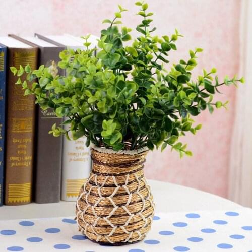 7 Fork Artificial Plants Eucalyptus Grass Plastic Ferns Green Leaves Fake Flower Plant Wedding Home Decoration Table Decors 2021