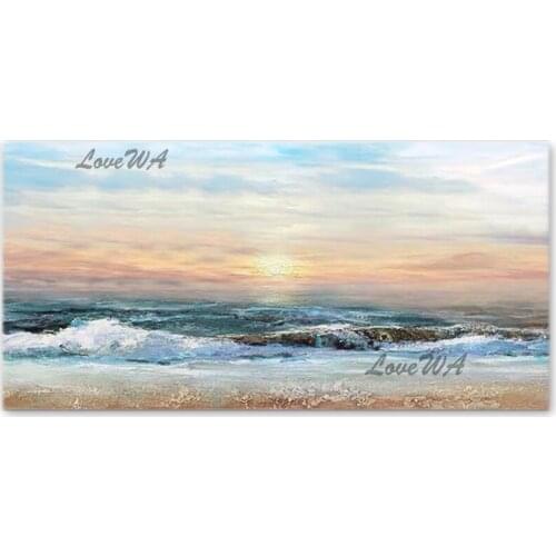 Abstract Sunset Scenery Canvas Oil Painting Artwork Unframed 100% Hand-painted Texture Wall Decor Art Seascape Paintings Picture