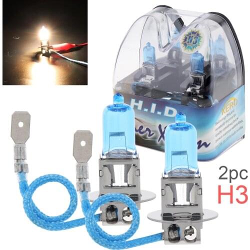 Car Light 2pcs/lot 12V H3 55W 6000K White Light Super Bright Car Xenon Halogen Lamp Auto Front Headlight Fog Bulb Car light