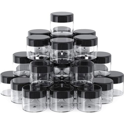 30Pcs 20ml USA Acrylic Round Storage Jars with Lids for Lip Balms Creams Cosmetic Containers Jars Travel Make Up Tool(Black)