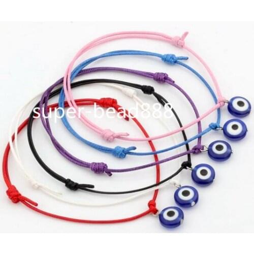 Free Ship 10pcs Hamsa String Eye Lucky Red wax Cord Adjustable Bracelet