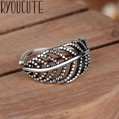 Bohemian Vintage Silver Color Leaf Rings for Women Fashion Statement Jewelry Adjustable Finger Ring Girls Gifts