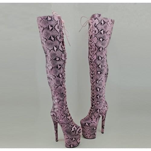 Leecabe Snake 20CM/8inches Pole dancing shoes High Heel platform Boots closed toe Pole Dance boots